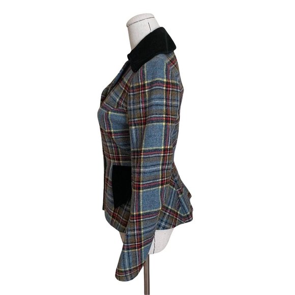 Vintage 90s VIVIENNE WESTWOOD F/W 1994 Wool Tartan Plaid Jacket Velvet Trim Orb - Picture 7 of 12
